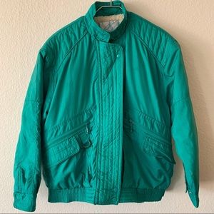 Vintage 80s Rainbow West Jacket Womens Small Green Teal Ski Waterproof Lined